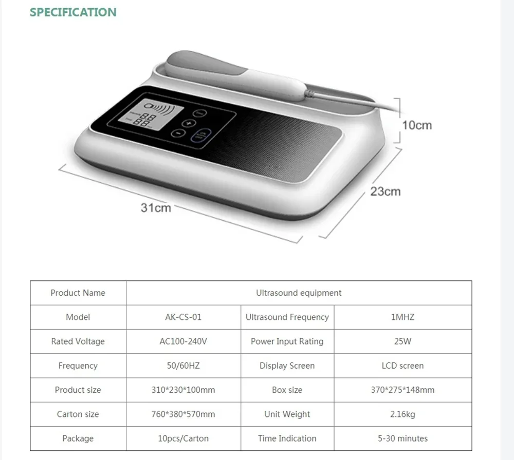 Ultrasonic Therapy Machine For Pain Relief Muscle Joints Massage No Drug Ultrasound 1MHz Physiotherapy Device LCD Screen Display