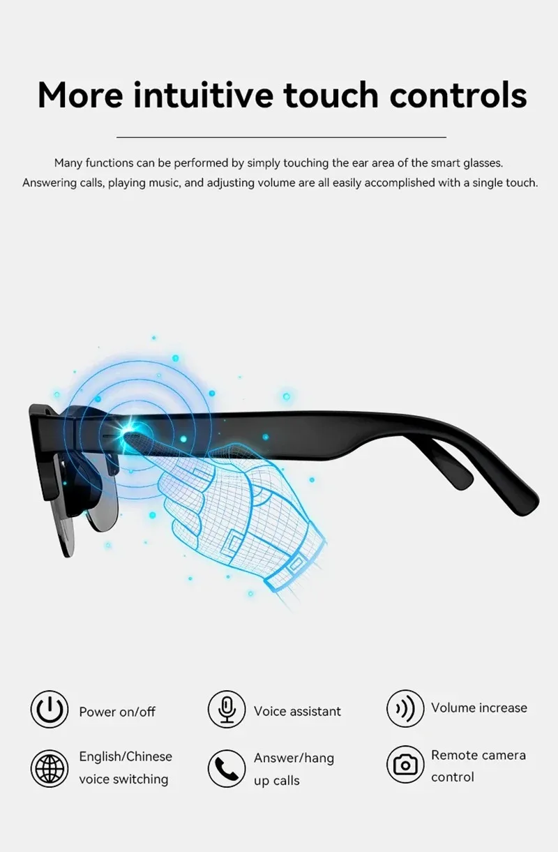 8K HD AI Smart Glasses Translation Hands-Free Calling AI Chat Logging Music Playback Smart Sunglasses for Men Women NEW 8K HD AI Smart Glasses Translation Hands-Free Calling AI Chat Logging Music Playback Smart Sunglasses for Men Women NEW