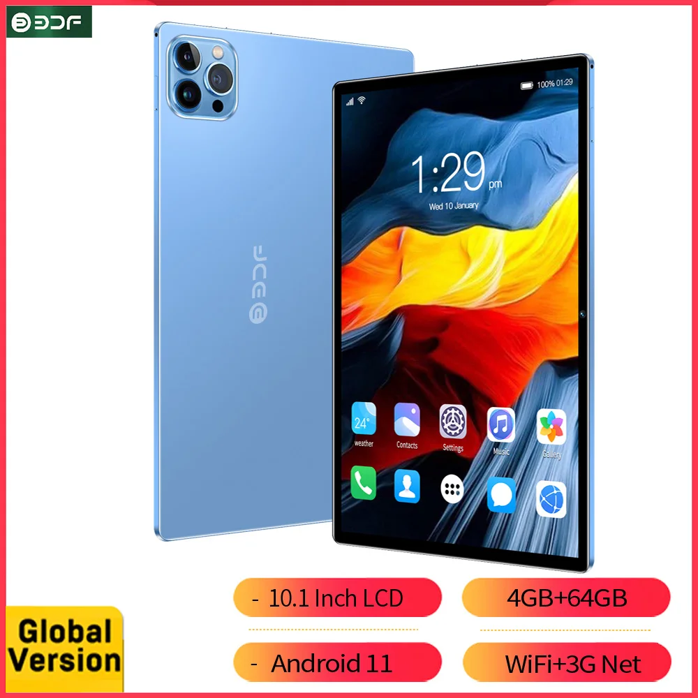 BDF 10.1 Inch Tablet Android 11, 4GB RAM 64GB ROM,1TB Expand,1280x800 IPS Screen 5000MAH Battery,Dual Camera, WiFi,3G Sim Card
